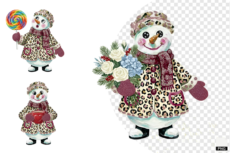 Winter Glitter Snowman Clipart
