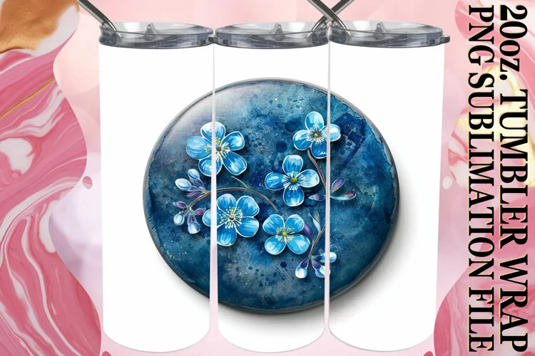 Spring Blossom Denim Tumbler Wrap 20oz