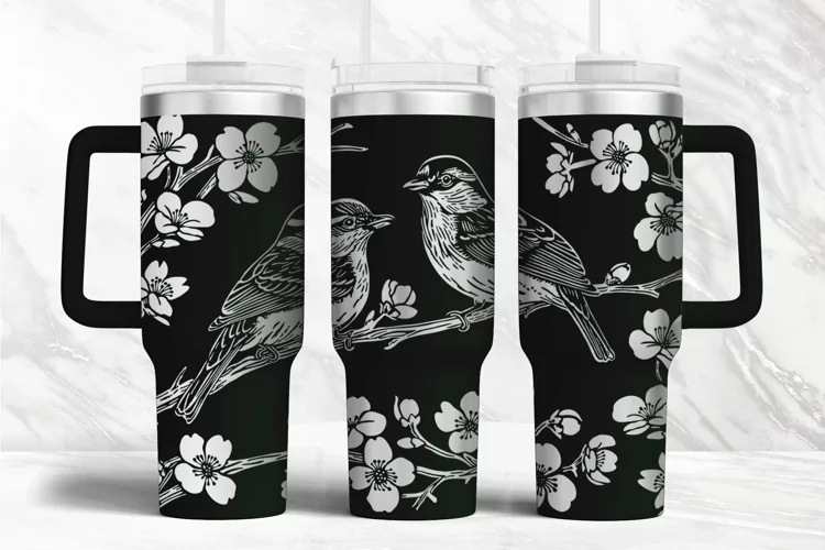 Tumbler laser svg| 40oz Tumbler Birds pattern wrap