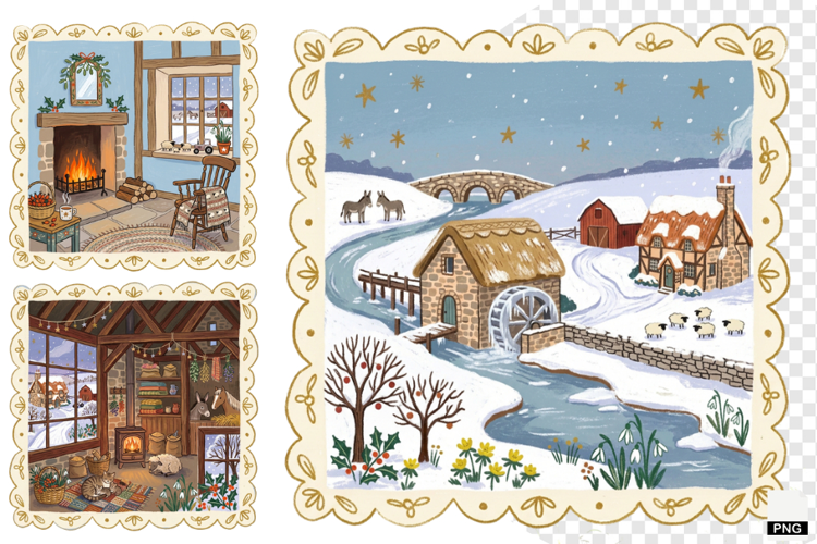 Nursery Winter Postage Stamps PNG