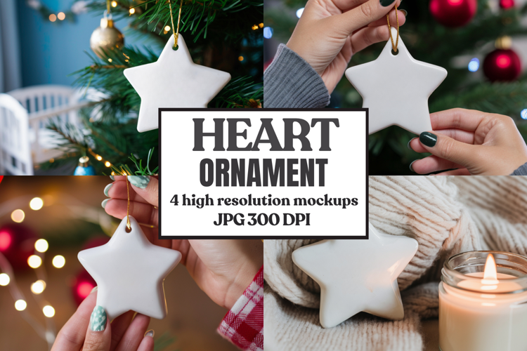 Christmas Star Ceramic Ornament Mockup | Holiday Star Tree