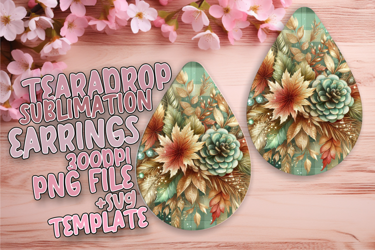 Bright Teardrop Design for Sublimation , Autumn Flower