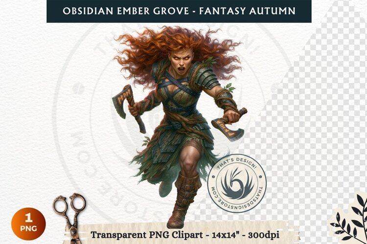 Dark Autumn Fantasy Clipart PNG for RPG Obsidian Ember Grove example image 1