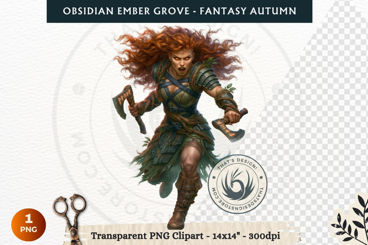 Dark Autumn Fantasy Clipart PNG for RPG Obsidian Ember Grove