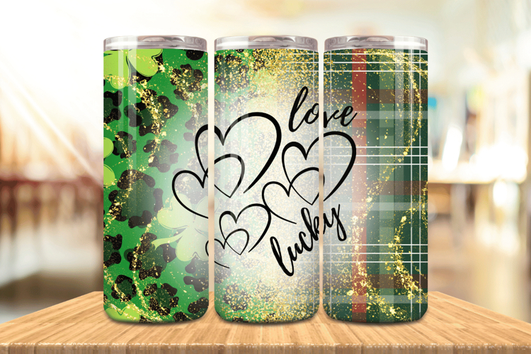 Love and Lucky Handwritten St Patrick’s Day Tumbler Wrap PNG