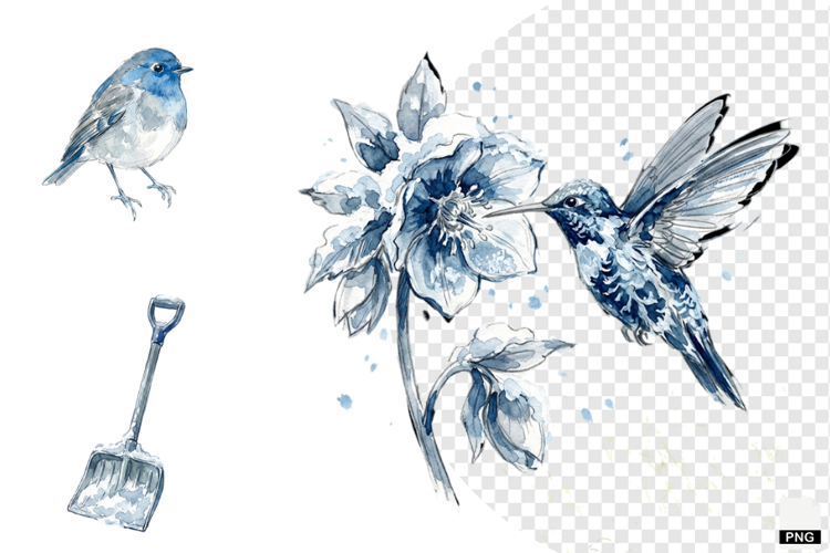 Winter Birds Garden Clipart