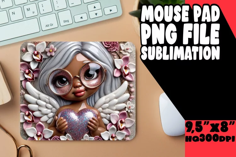 BLISSFUL MOUSE PAD INSPIRATIONAL DESIGN, 3D Cupid