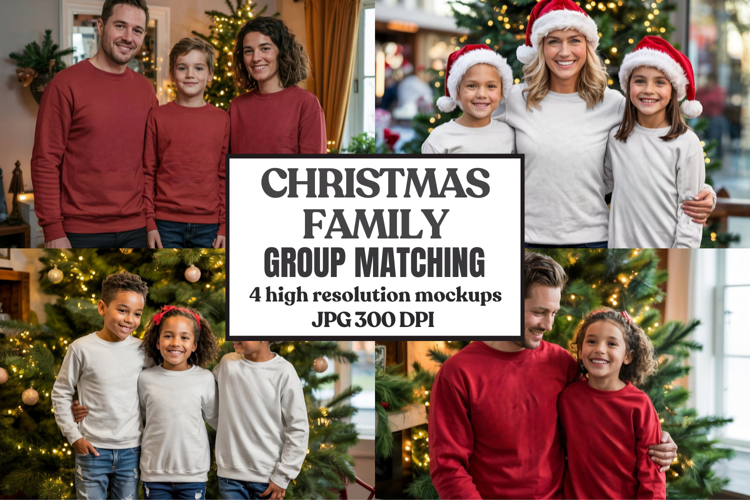 Christmas Family Matching T-Shirt Mockups | Holiday Group