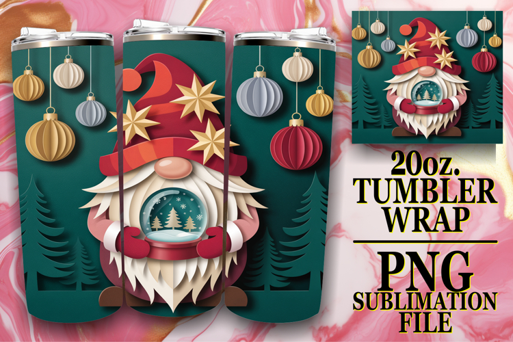 Vibrant Joy 20oz tumbler wrap, Gnomes