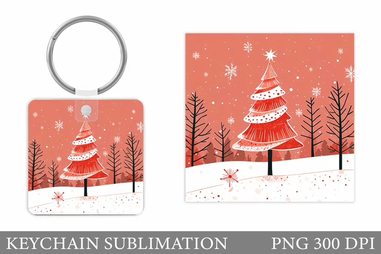 Christmas Tree Keychain. Christmas Keychain Sublimation