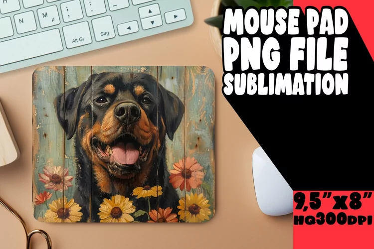 Adorable Dog on Wood Mouse Mat