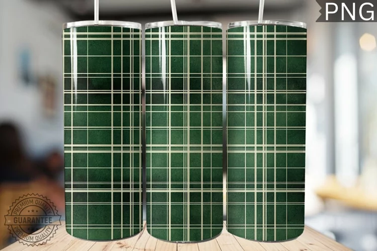 Green Plaid Tumbler Wrap - High Quality 300 Dpi