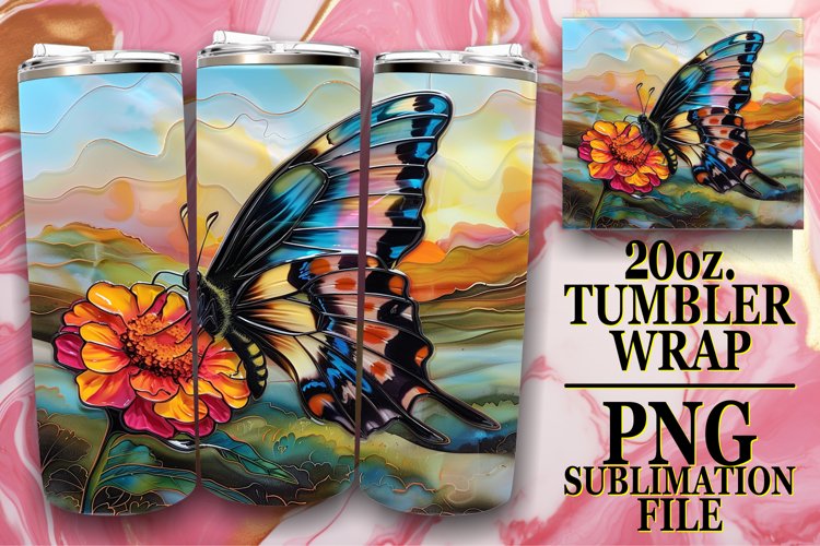Dazzling Butterfly Glitter Wraps for 20oz Tumblers