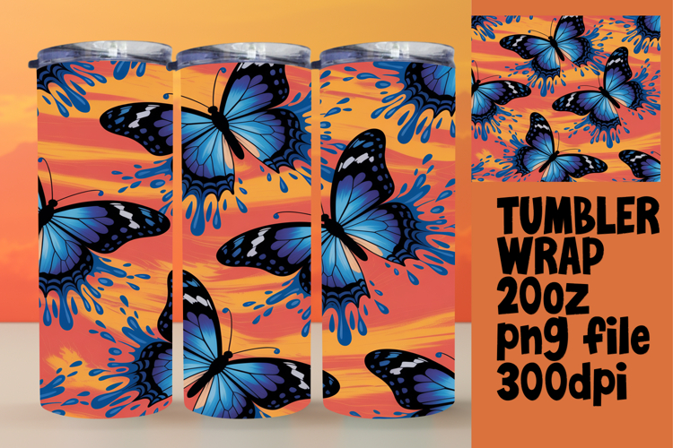 Sublimation Designs for 20oz Tumblers , Butterfly