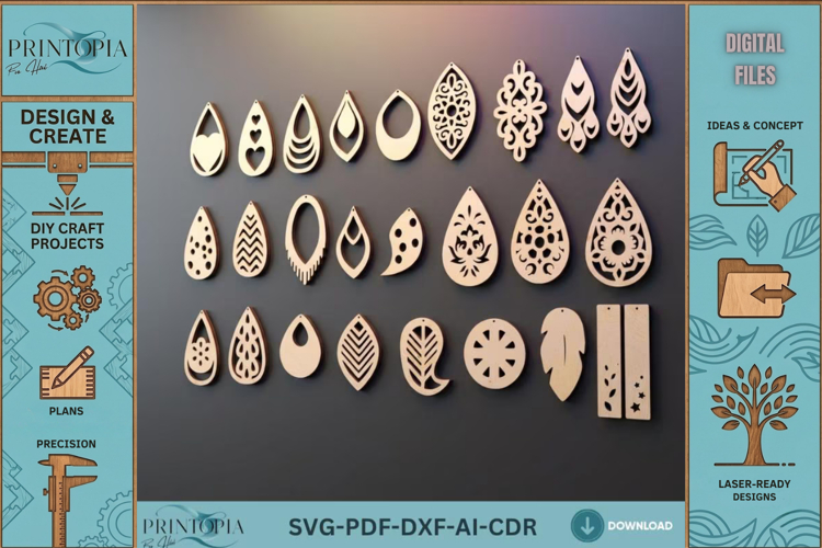 Boho Wooden Earring Laser Cut Bundle