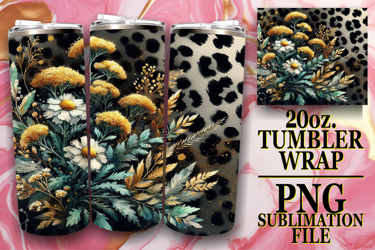 Vibrant Skies 20oz tumbler wrap, Leopard Prints