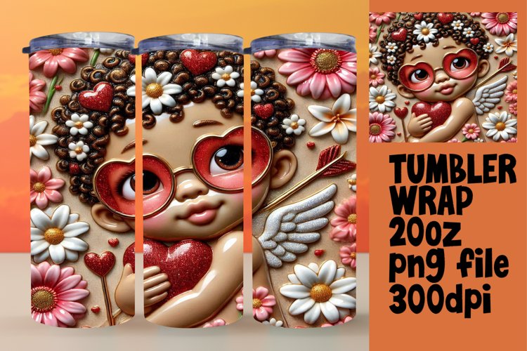 RADIANT 20oz Tumbler PNG Design , 3D Cupid