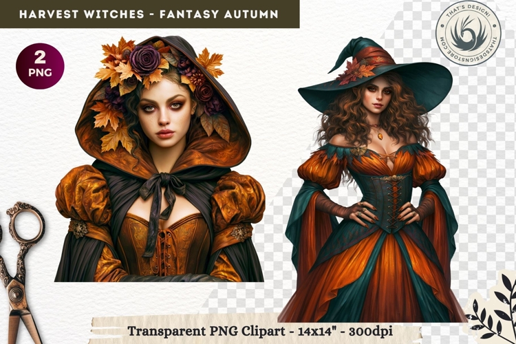 Harvest Witch Clipart Autumn Cottagecore Apothecary PNG RPG