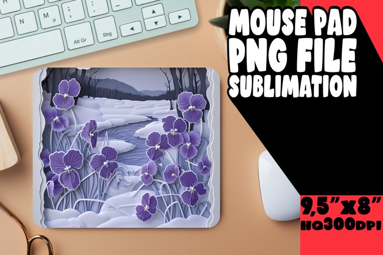 3D Flower in Hole Design for Mouse Pad Sublimation PNG
