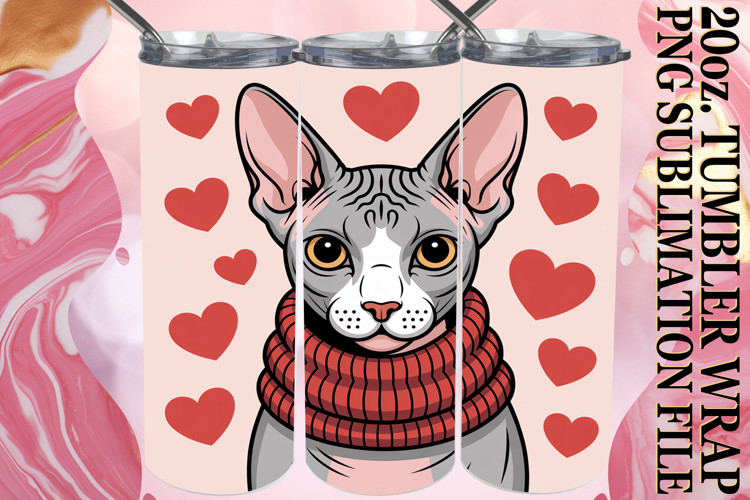 Happy memories 20oz tumbler wrap, Valentines Cat