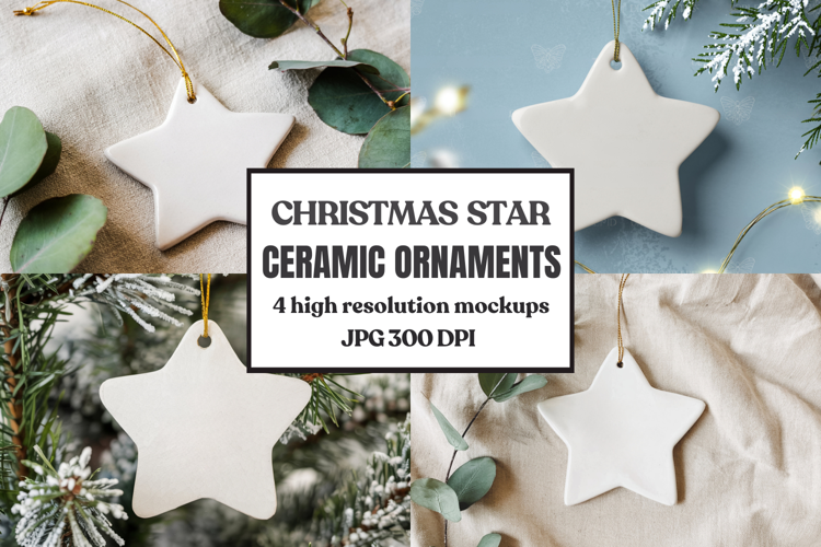 Christmas Star Ceramic Ornament Mockup | Holiday Star