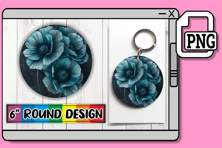 Blooming Bloom Sublimation Circles - Keychain & Car Coaster example image 1