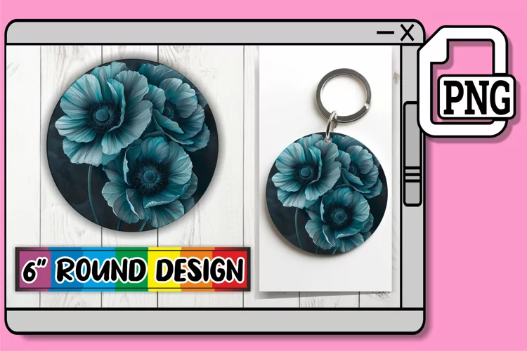 Blooming Bloom Sublimation Circles - Keychain & Car Coaster