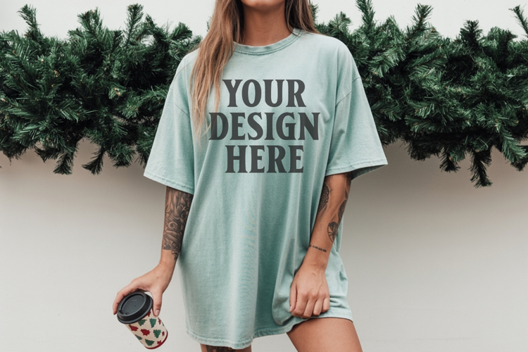 Chalky Mint Christmas Comfort Colors 1717 TShirt Mockup,cc17