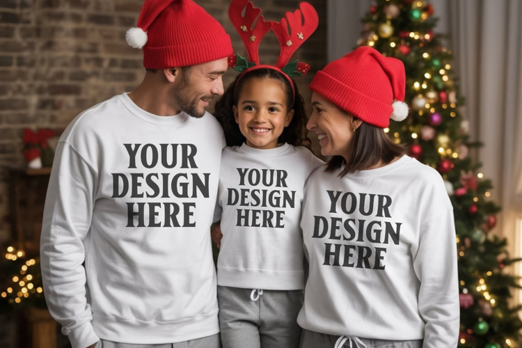 Christmas Family Matching T-Shirt Mockups | Holiday Group