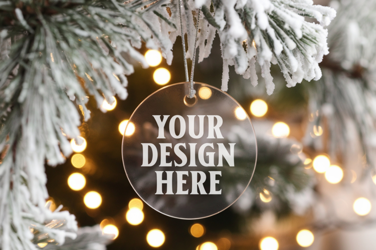 Acrylic Christmas Ornament Mockups | Clear Holiday Ornament