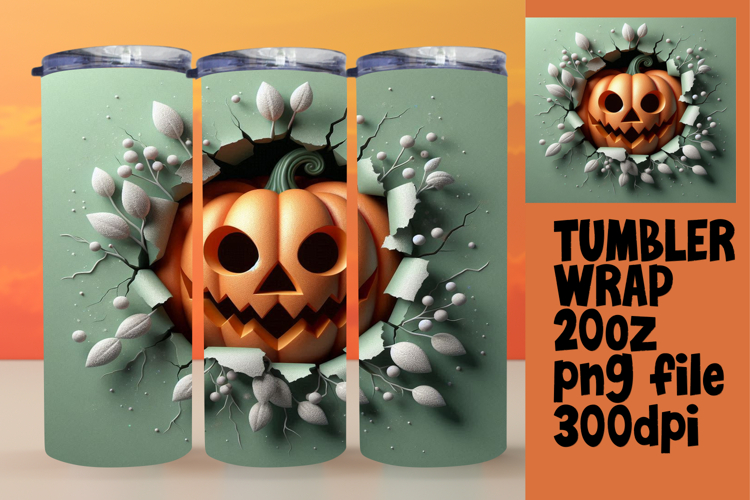 BOLD 20oz Sublimation Design , 3D Pumpkin