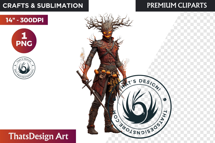Fantasy Autumn Guardian - Epic Fall Character Clipart PNG