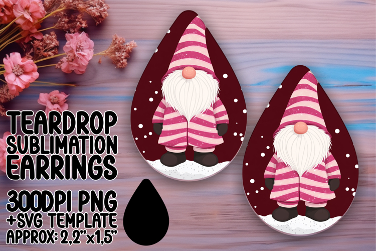 Lovely Teardrop Earrings PNG Template , Gnome