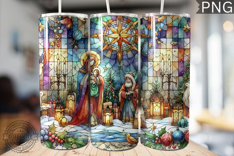 Watercolor Christmas Tumbler Wrap - High Quality 300 Dpi