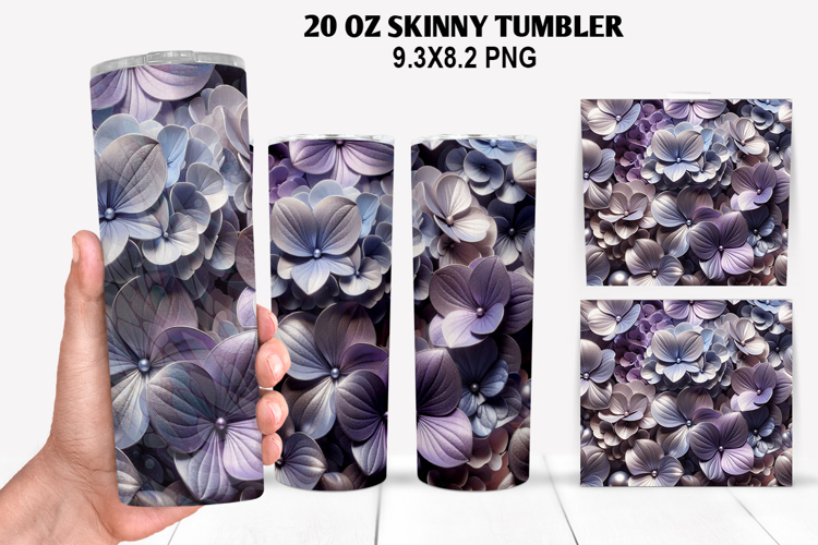 3D Flower Skinny Tumbler 20oz Wrap Design,Flowers Tumble PNG