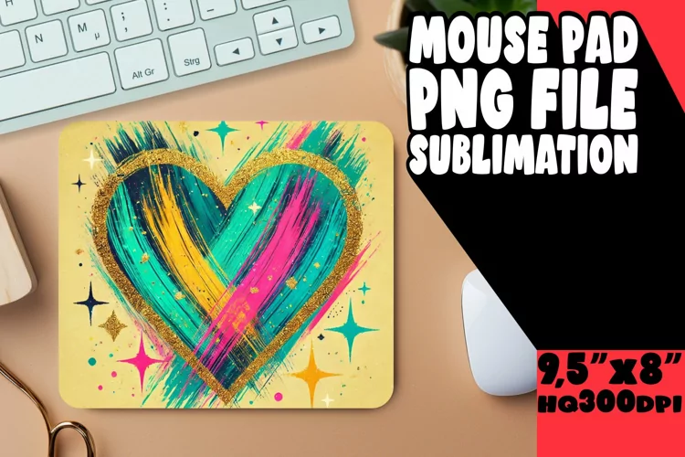 VIBRANT DESK PAD SUBLIMATION ART, Heart
