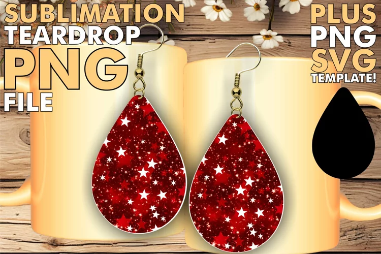 Celestial Elegance: Sublimation Starry Teardrop Earrings