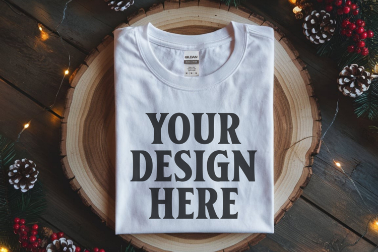 Gildan 64000 White Folded Christmas Flat Lay T-shirt