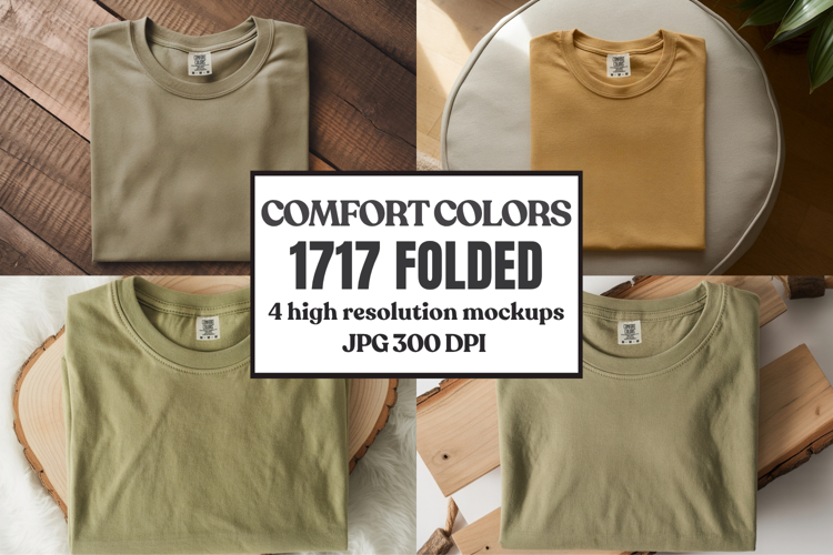 Comfort Colors 1717 Folded Tshirt Mockups