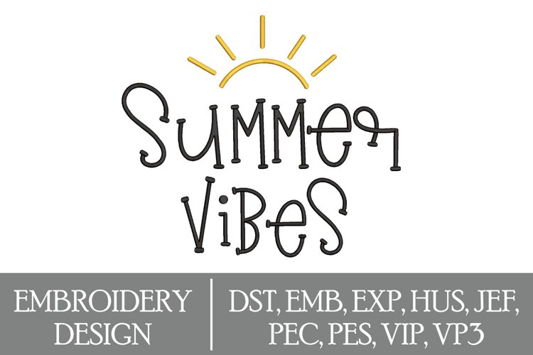 Summer Vibes Machine Embroidery Design example image 1