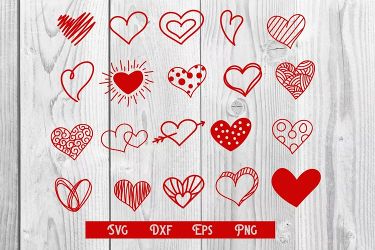 Handrawn heart, doodle heart, valentine svg