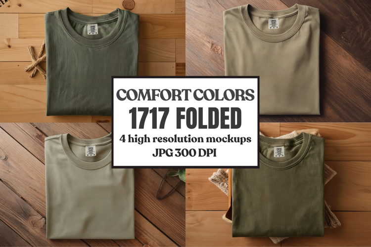 Comfort Colors 1717 Folded Tshirt Mockups