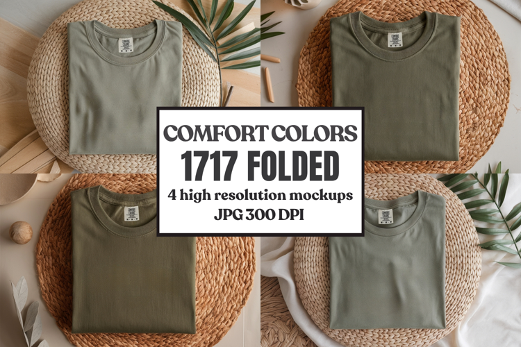 Comfort Colors 1717 Folded Tshirt Mockups