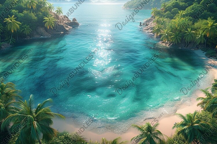 Aerial view turquoise ocean. Summer background. High photo example image 1