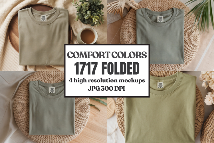 Comfort Colors 1717 Folded Tshirt Mockups