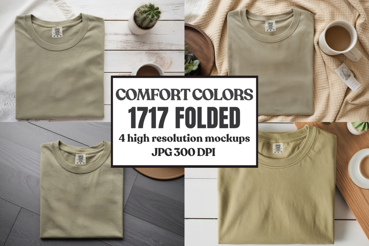 Comfort Colors 1717 Folded Tshirt Mockups