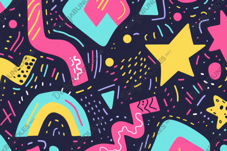 Abstract Colorful Geometric Pattern on Black Background