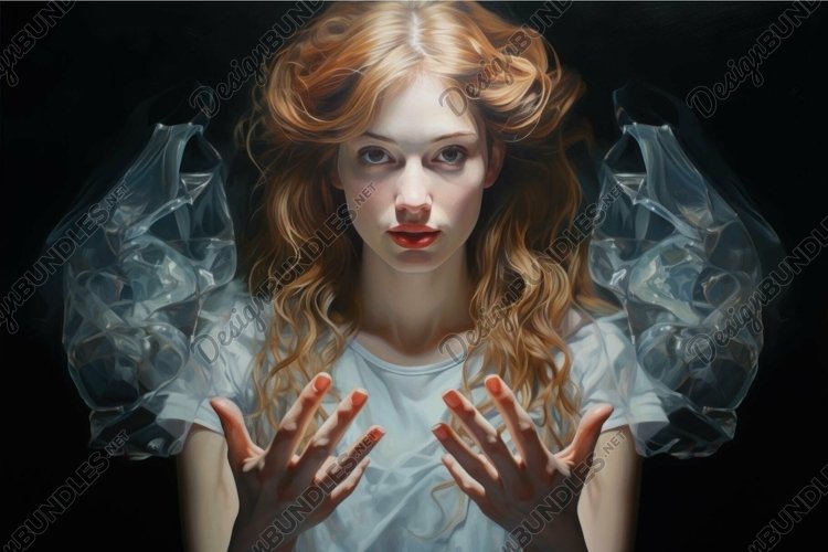 Ethereal woman with translucent fabric example image 1