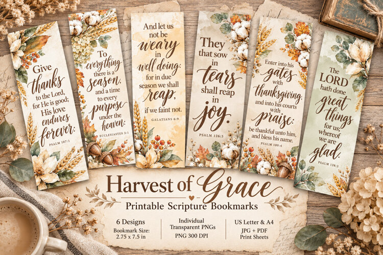 Harvest of Grace Printable Scripture Bookmarks example image 1