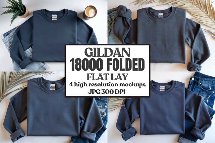 Gildan 18000 Sand Folded Flat Lay Mockups